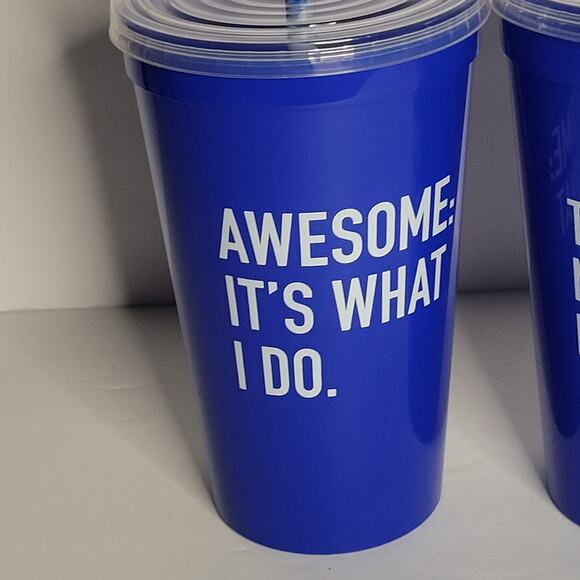 Set of 2 Blue 16oz Cups with Positive Sayings - Picture 2 of 8